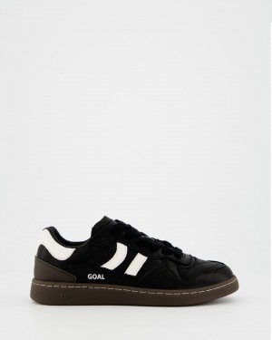 Basket Coolway Goal Leather Femme Noir France | 541-VPOGIM