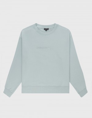 Sweatshirt Coolway Embossed Crewneck Homme Grise Bleu France | 392-RVDOZA